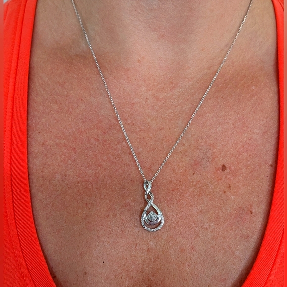 Sterling Silver Diamond Pendant Infinity Necklace - Picture 4 of 4